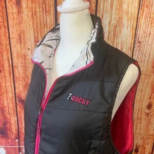 Rocky quilted vest women's size Medium black/hot pink/Mossy Oak camo zip front